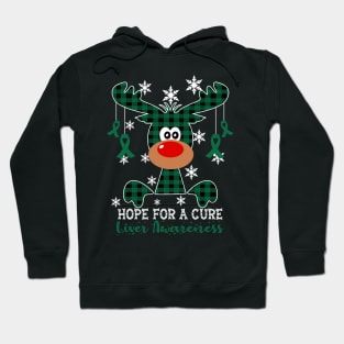 Reindeer Hope For A Cure Liver Awareness Christmas Hoodie